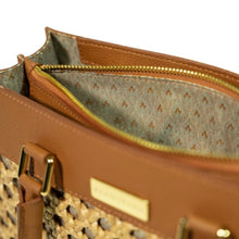 Load image into Gallery viewer, Thara Chestnut Microfiber Leather Tote