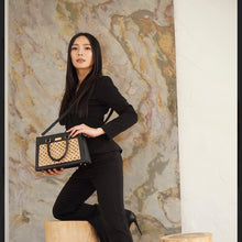 Load image into Gallery viewer, Thara Black Microfiber Leather Tote