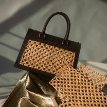 Load image into Gallery viewer, Thara Black Microfiber Leather Tote