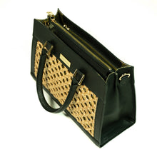 Load image into Gallery viewer, Thara Black Microfiber Leather Tote