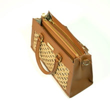 Load image into Gallery viewer, Thara Chestnut Microfiber Leather Tote
