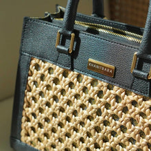 Load image into Gallery viewer, Thara Black Microfiber Leather Tote