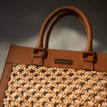 Load image into Gallery viewer, Thara Chestnut Microfiber Leather Tote