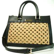 Load image into Gallery viewer, Thara Black Microfiber Leather Tote