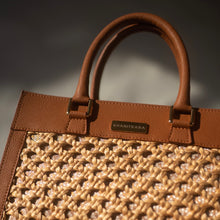 Load image into Gallery viewer, Thara Chestnut Microfiber Leather Tote
